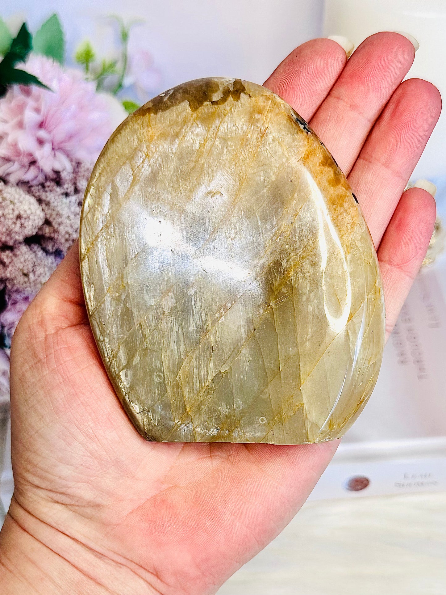 Soothing & Calming ~ Stunning Peach Moonstone Freeform With Amazing Flash 296grams