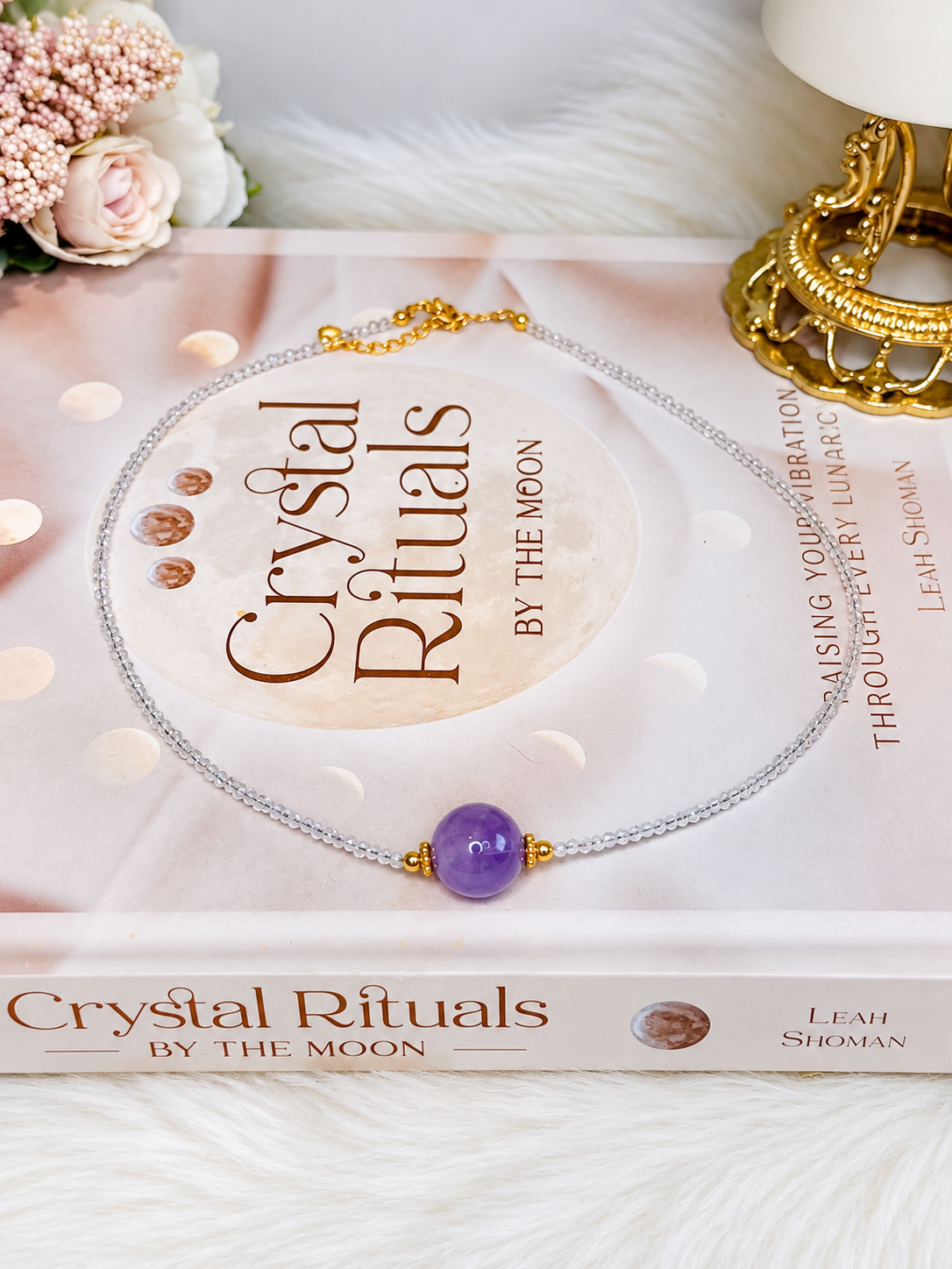 Amethyst Beaded Collar Neckband In Gift Bag
