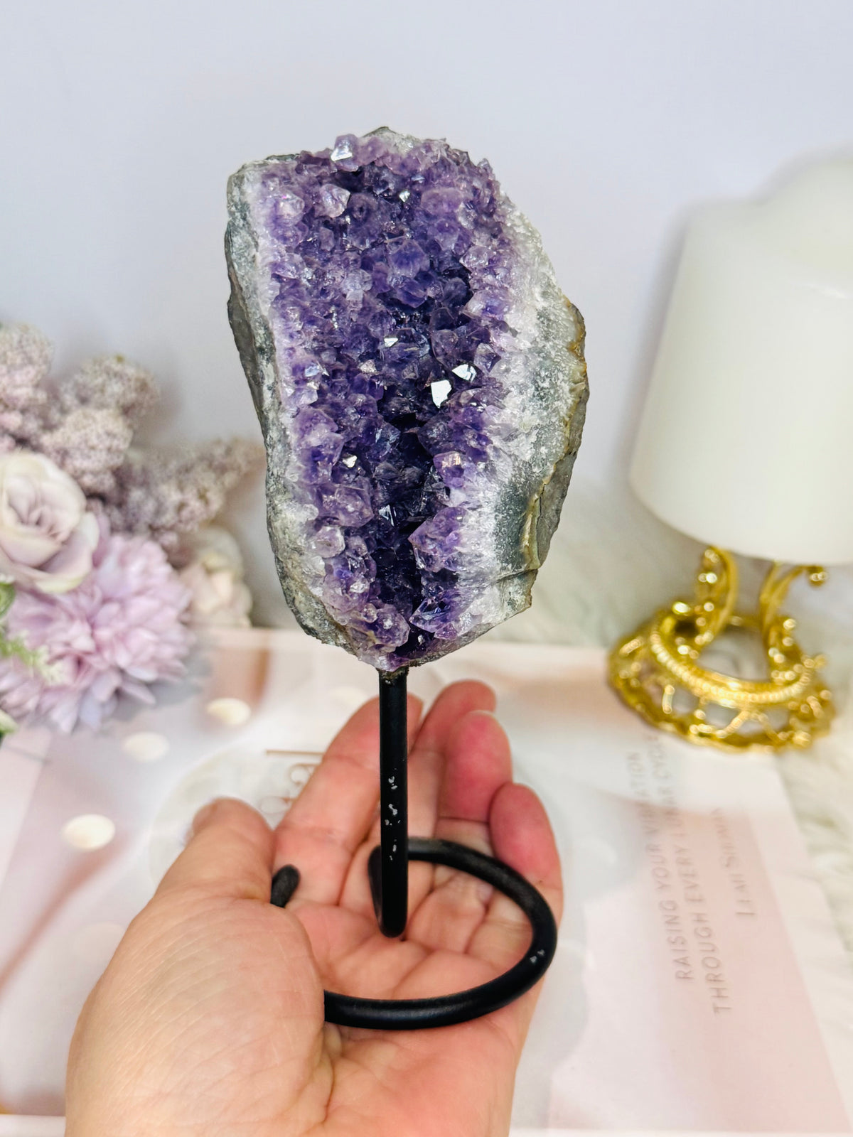 Amethyst Cluster On Stand (stand has slight scratches on stand) 16cm