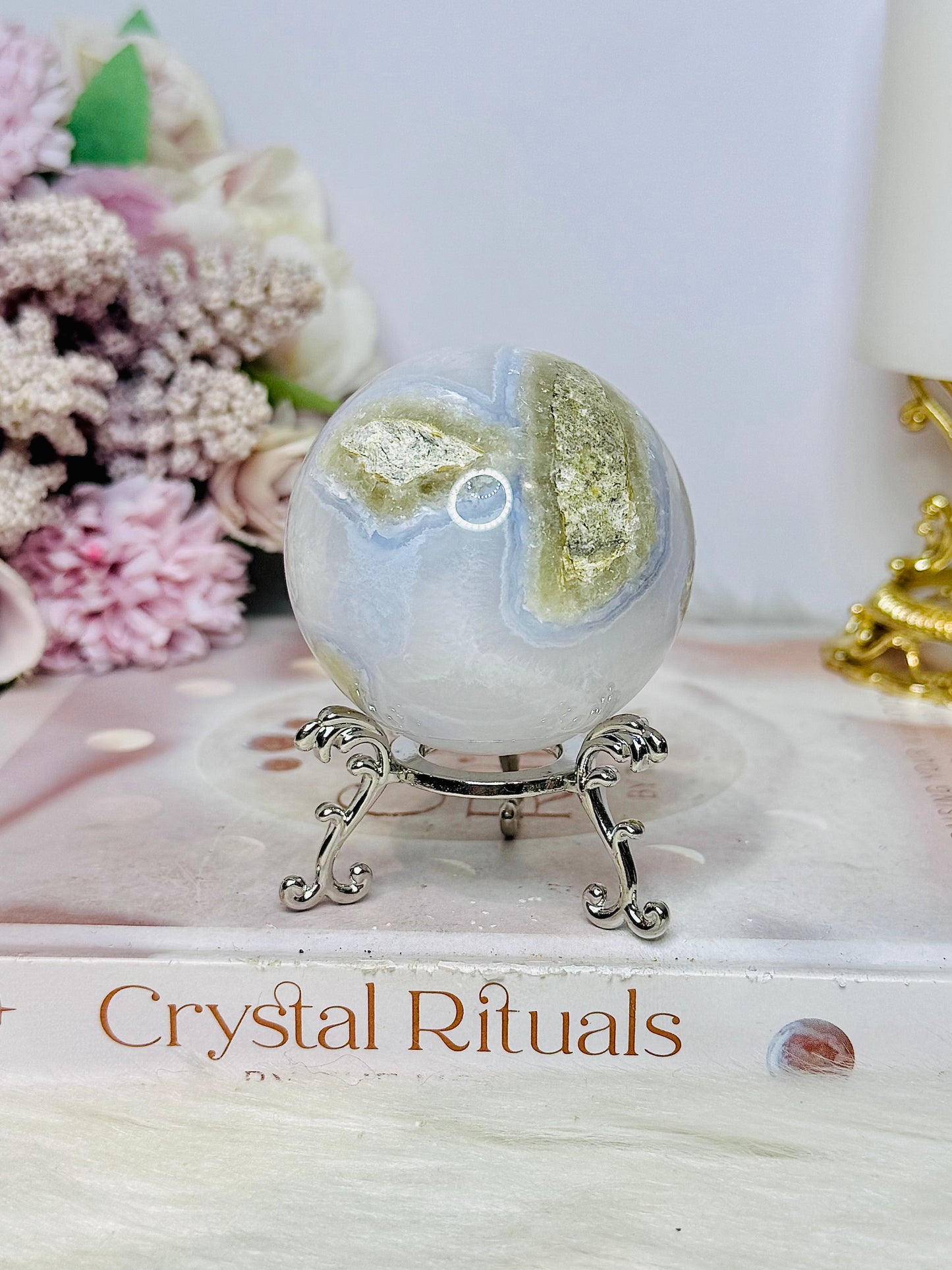 Druzy Blue Lace Agate Sphere on Stand 245g