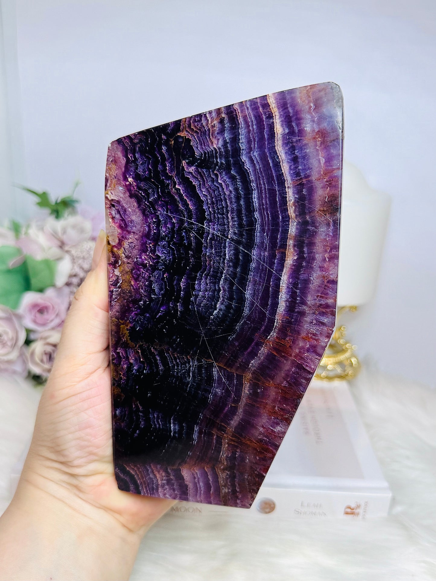 Natural Large Purple Fluorite Slab 16.5cm 550g (reduced as slab has scratches)