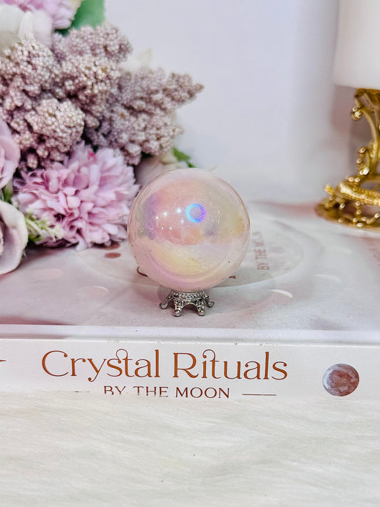 Angel Aura Rose Quartz Sphere on Stand 4.5cm