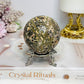 Leopard Skin Jasper Sphere on Stand 295g