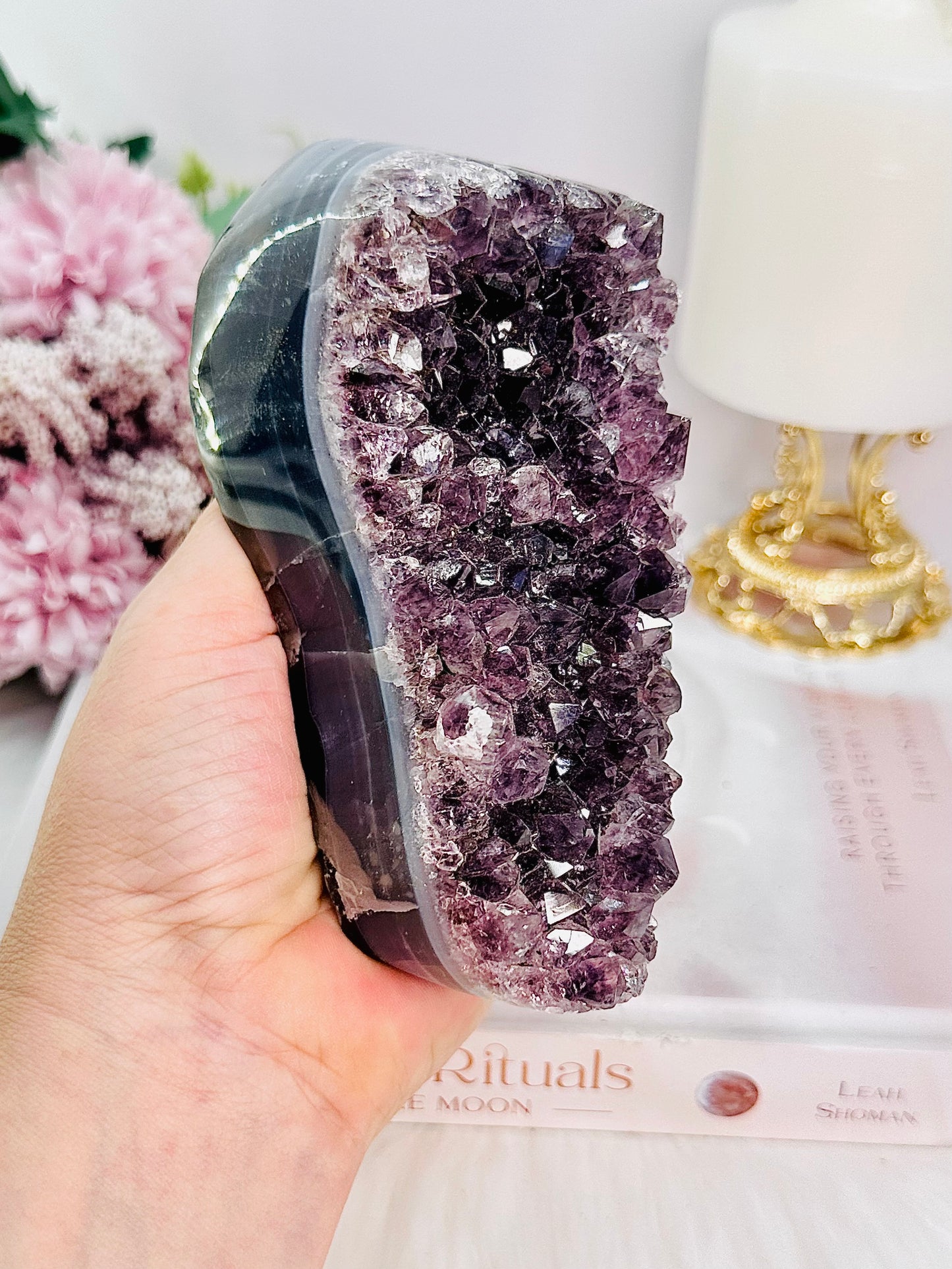 ⚜️ SALE ⚜️ Simply Stunning Chunky 637gram Amethyst Agate Cluster From Brazil Just Gorgeous 13cm