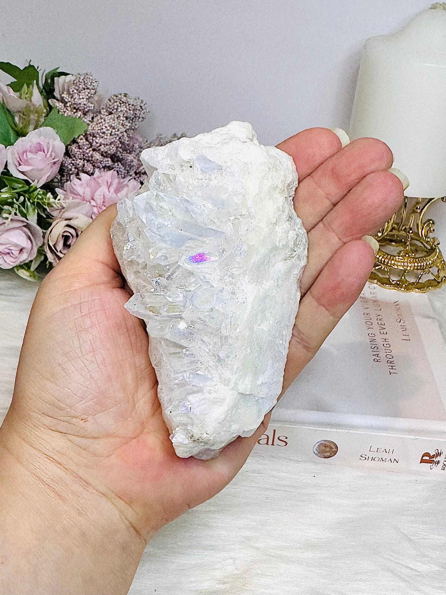 Large Angel Aura Clear Quartz Cluster 10.5cm 298g