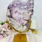 The Most Incredible High Grade Druzy Pink Amethyst Natural Slab On Gold Stand 1.56KG 30cm