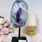 Large Amethyst X Agate Natural Druzy Freeform on Stand 21cm 989g