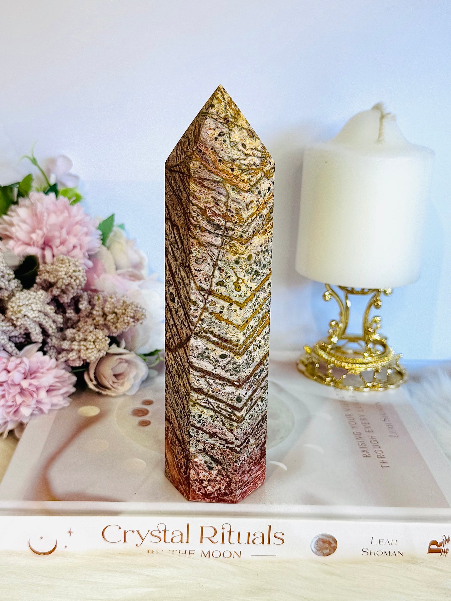 Gorgeous Large 17.5cm Leopardskin Jasper Tower