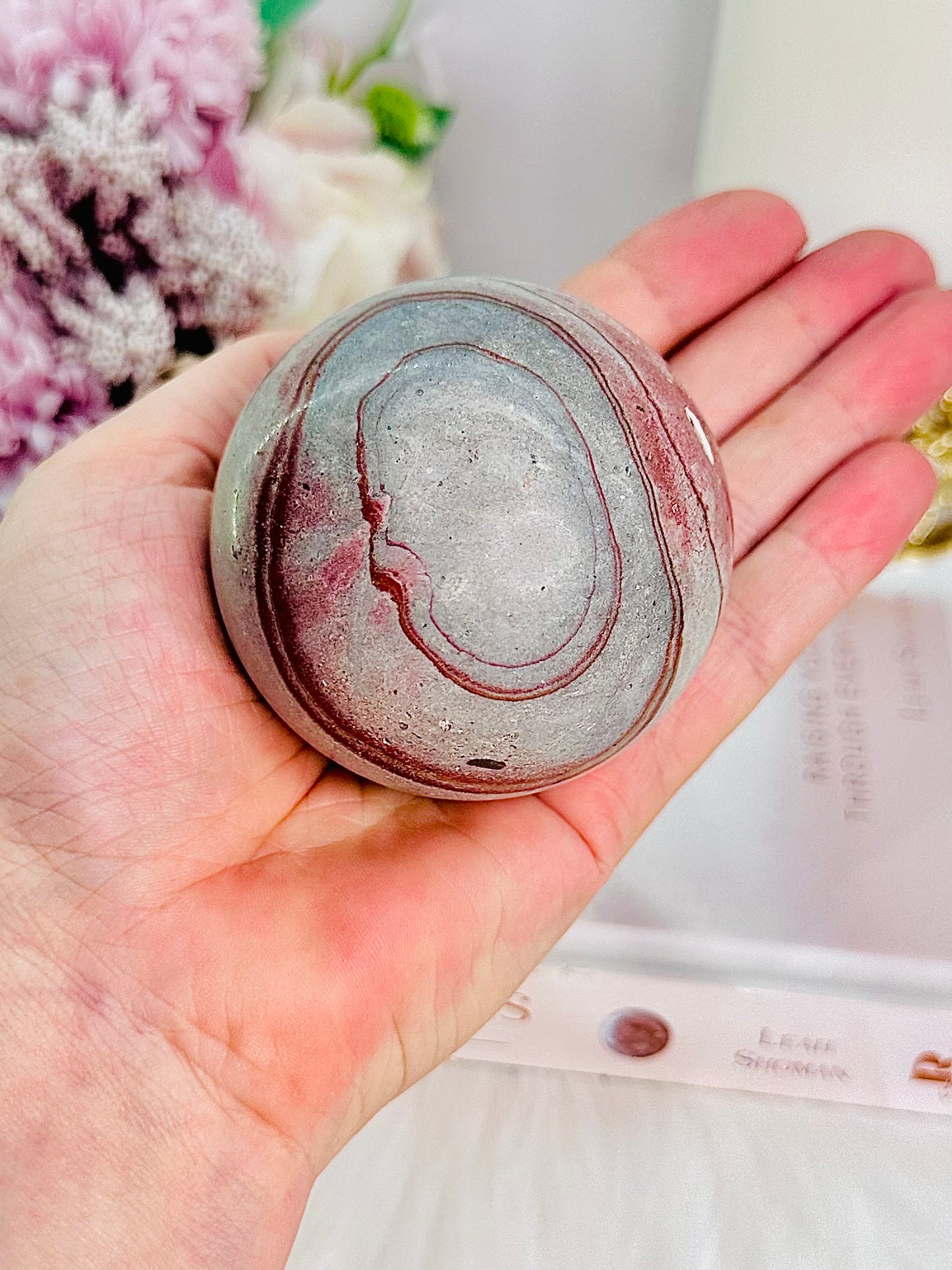 Beautiful Striped Agate Sphere On Stand 305grams