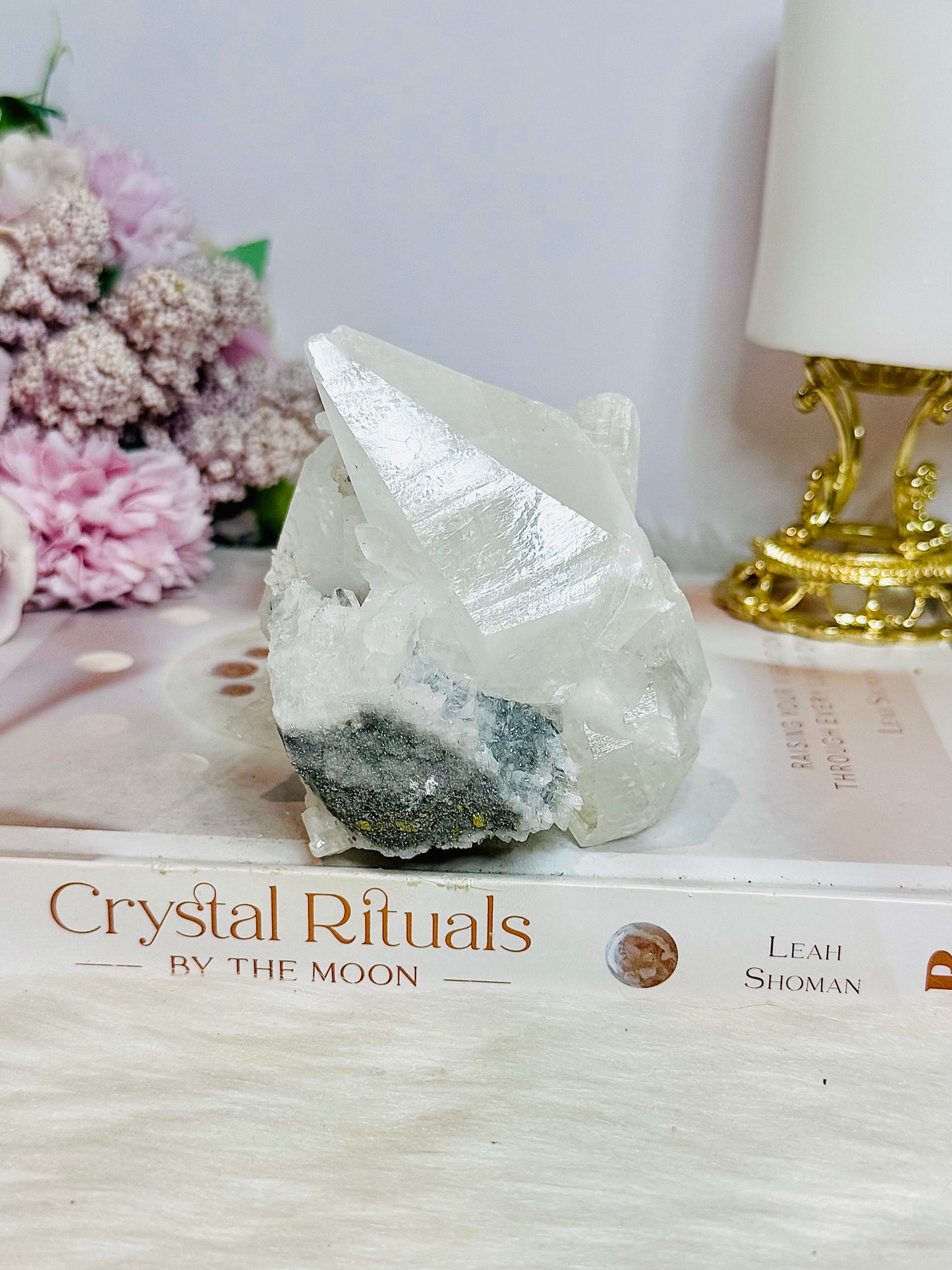 Large Clear Quartz Specimen with Pyrite 424g