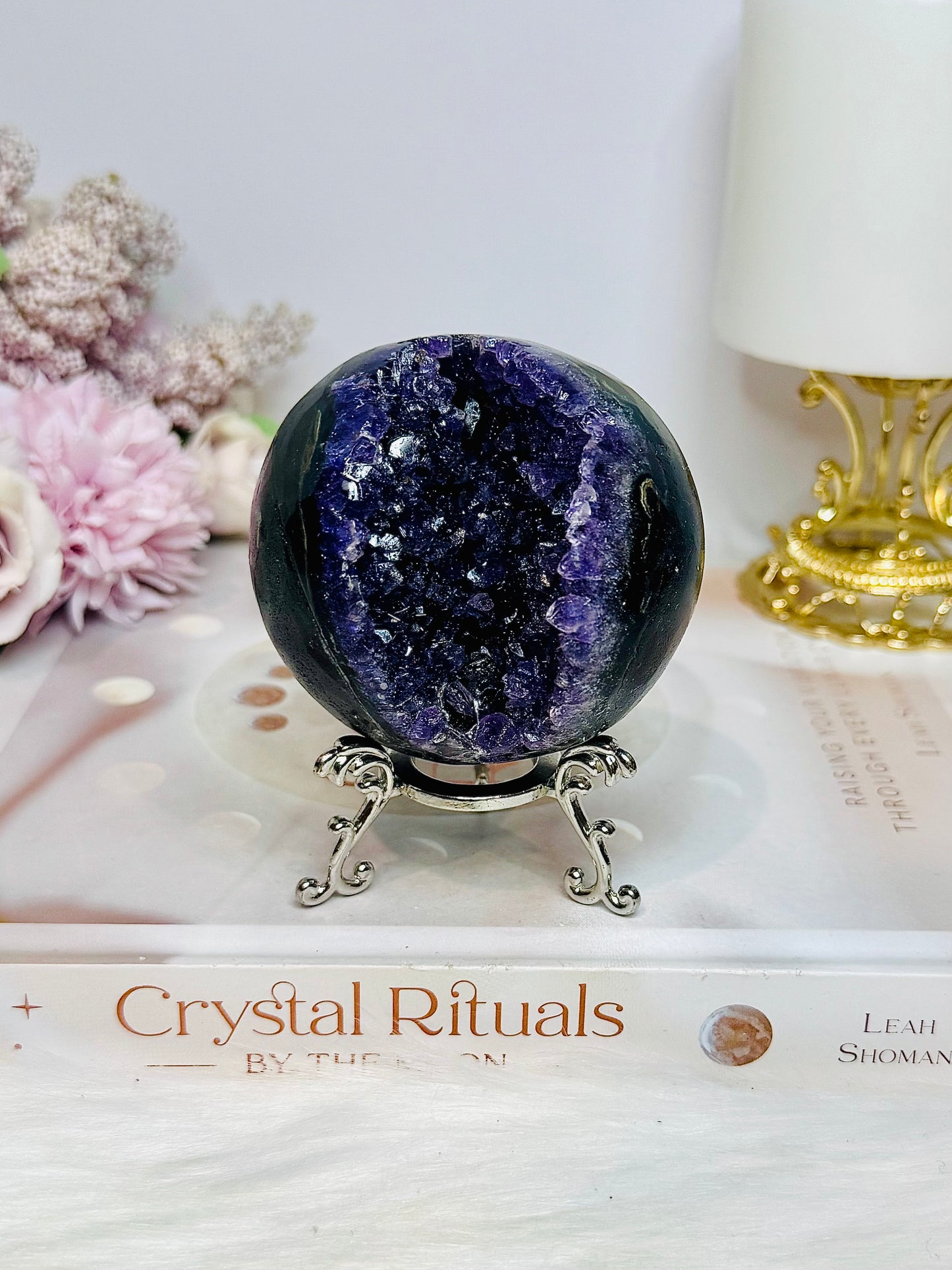 Large Druzy Amethyst Sphere on Stand 358g