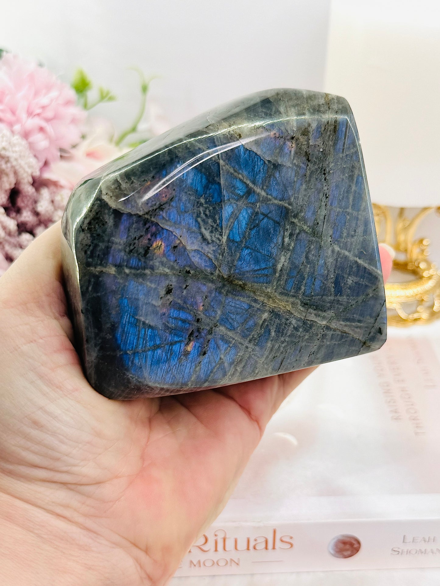 Beautiful 10cm Chunky Labradorite Polished Freeform 565grams With Blue Flash