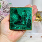 Natural Malachite Coaster with Gold Trim 8cm 184g