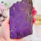 Incredible Rare Natural Velvet Purpurite Large Slab On Gold Stand 578grams