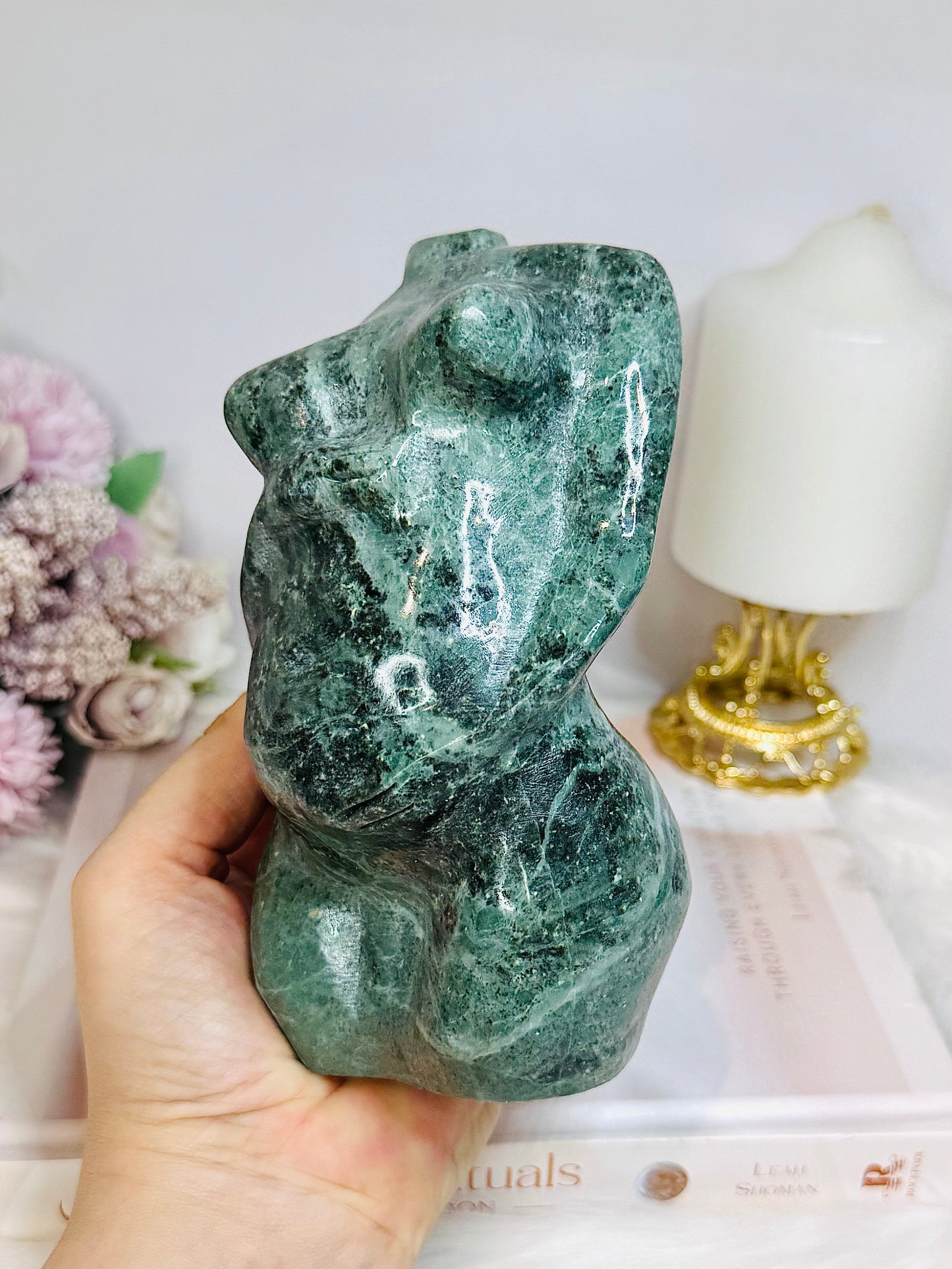 Large Green Jade Pregnant Woman Carving 15cm 1.21KG