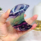 High Grade Rainbow Fluorite Moon On Stand 8.5cm