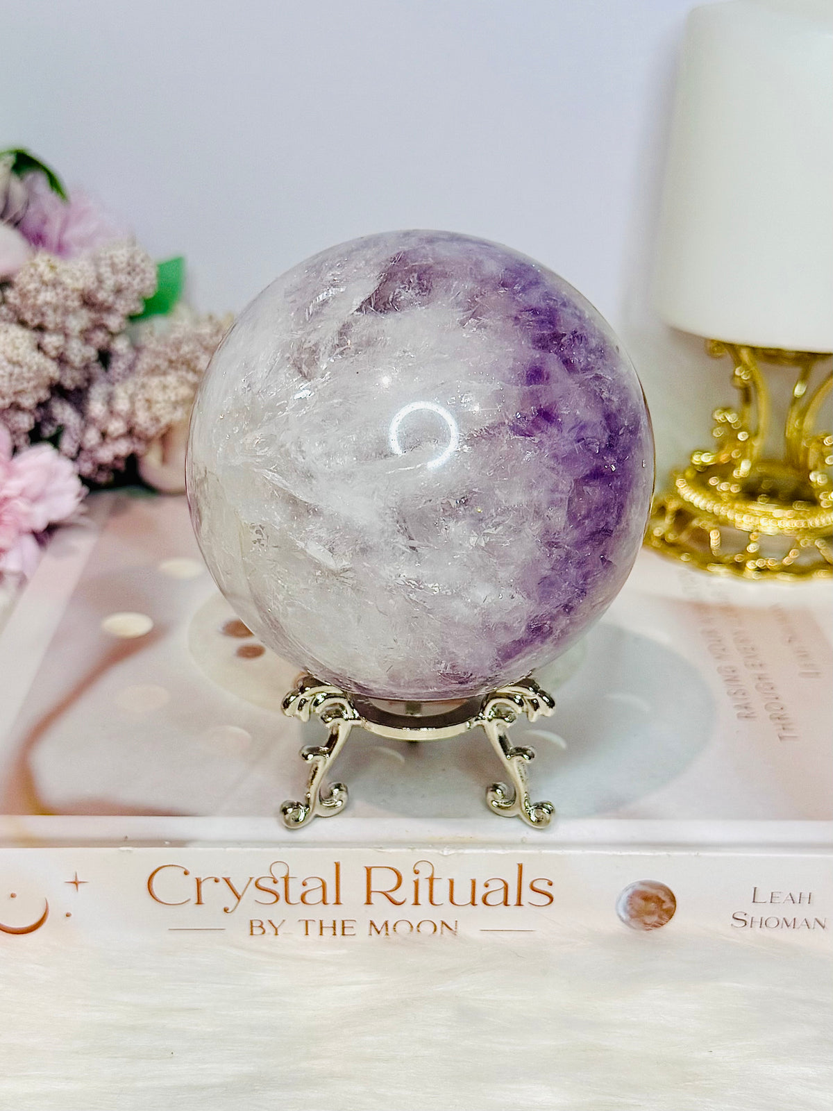 Large High Grade Purple Agate Sphere on Stand 851g