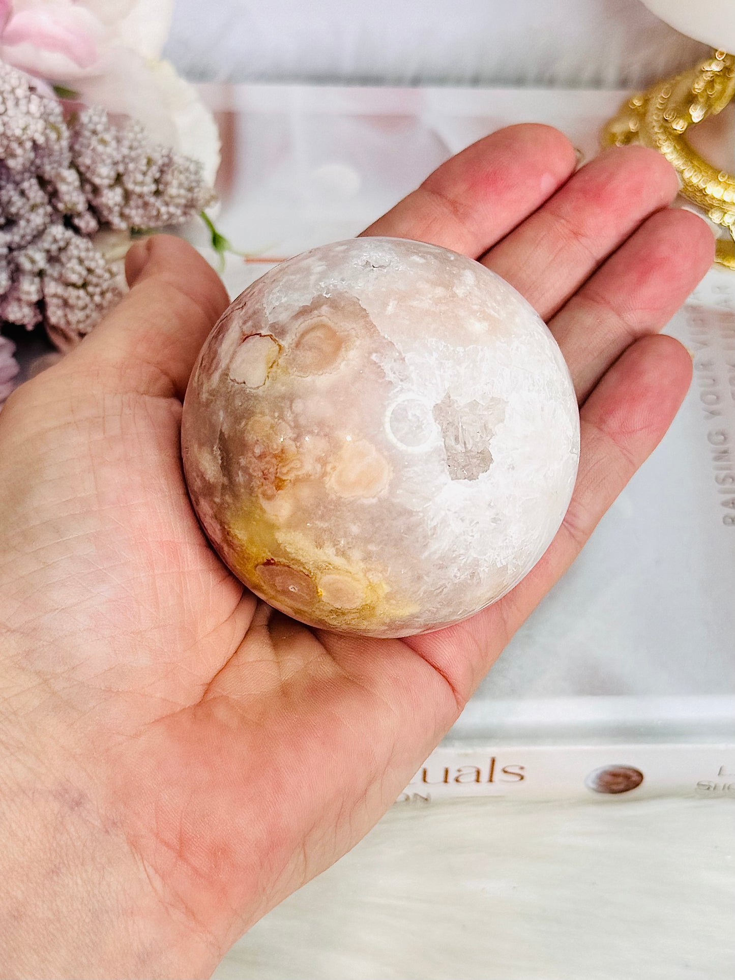 Beautiful 312gram Druzy Pink Amethyst Sphere On Stand