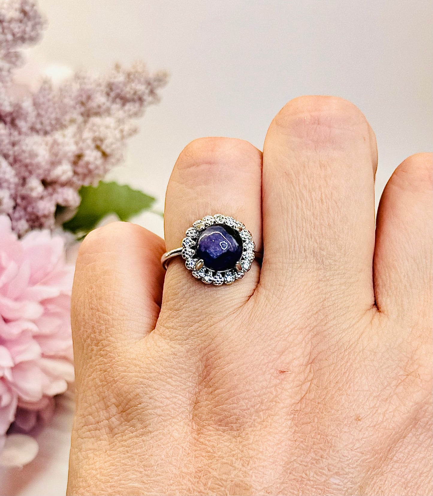 Lovely Charoite Adjustable Ring In Gift Bag