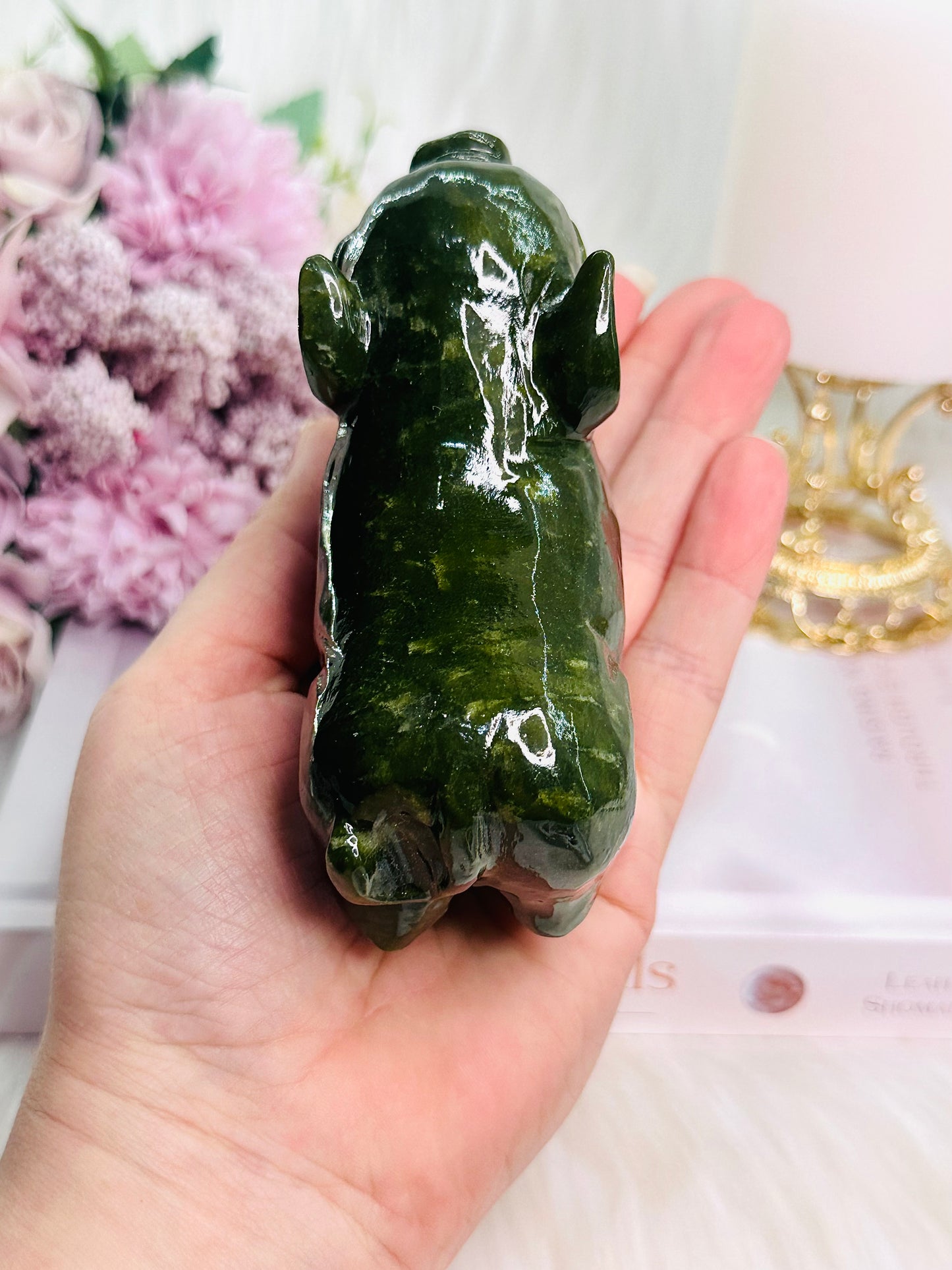 My Happy Girl!!! Beautiful Large Green Jade Carved Chunky Pig