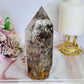 Stunning Large High Grade Garden Quartz | Lodolite Tower on Timber Base 1.02KG 21cm