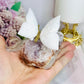 Chunky Pink Amethyst Cluster with White Jade Butterfly