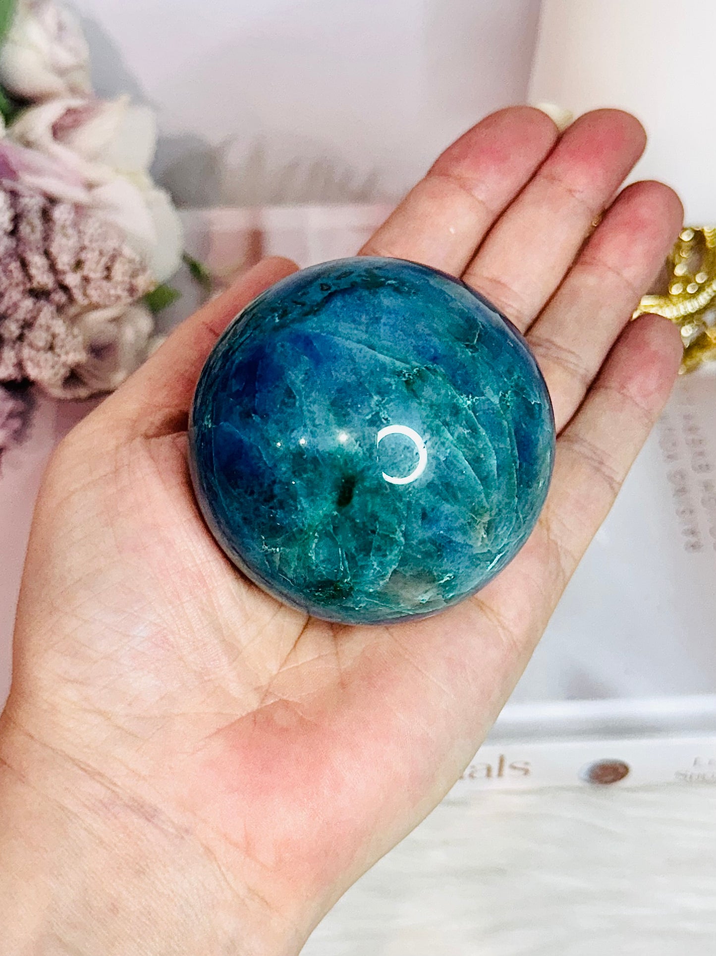 Absolutely Incredible High Grade Chrysocolla Sphere on Stand 329grams