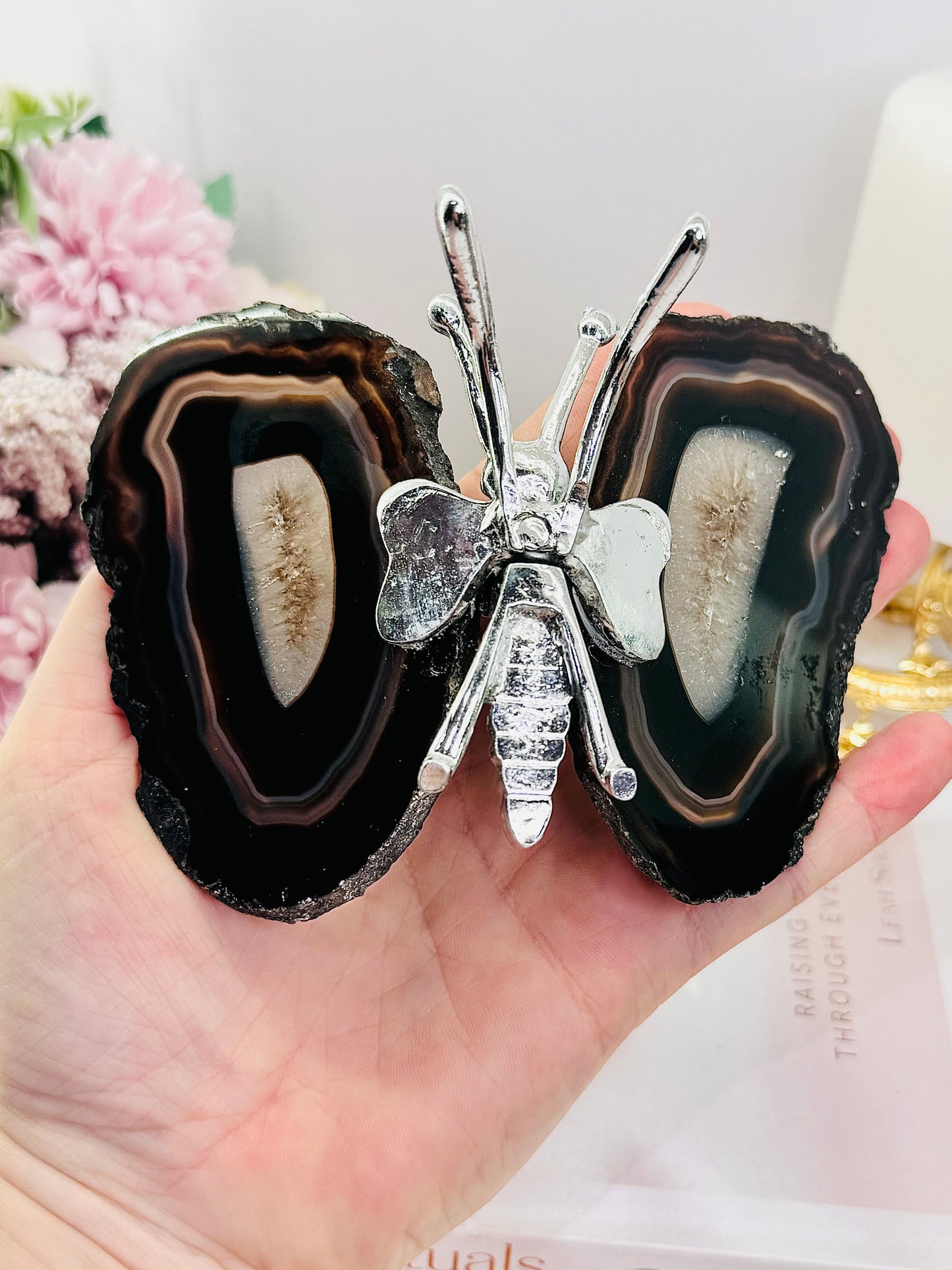 Large 10cm Natural Agate Butterfly Just Gorgeous