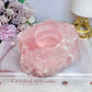 Large Chunky Rose Quartz Candle Holder 892g