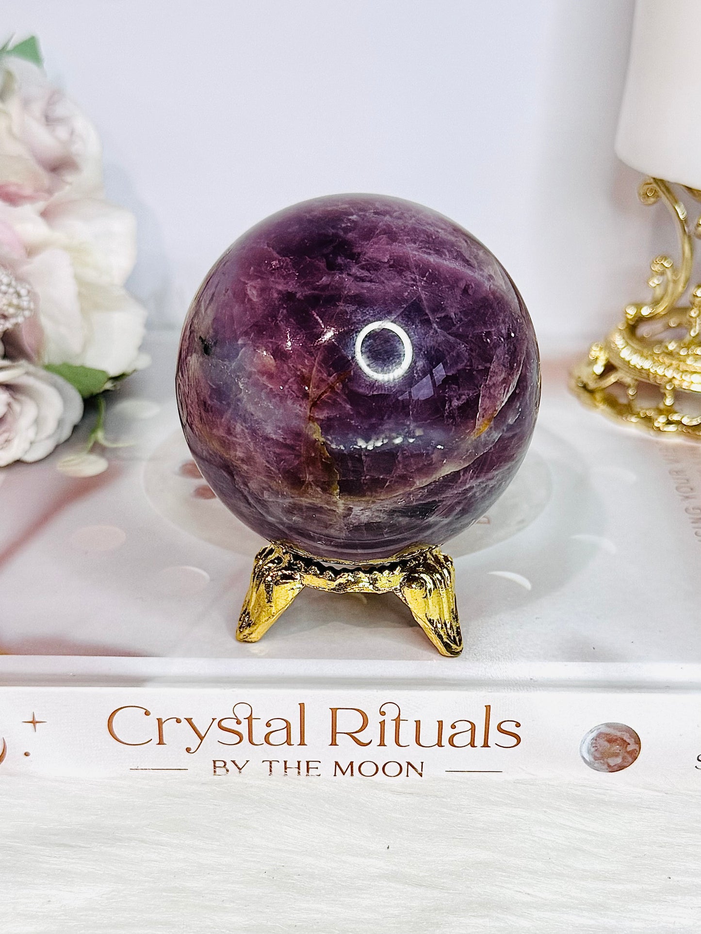 The Most Magical Large Lavender Star Rose Quartz Sphere with Flash On Stand 402grams