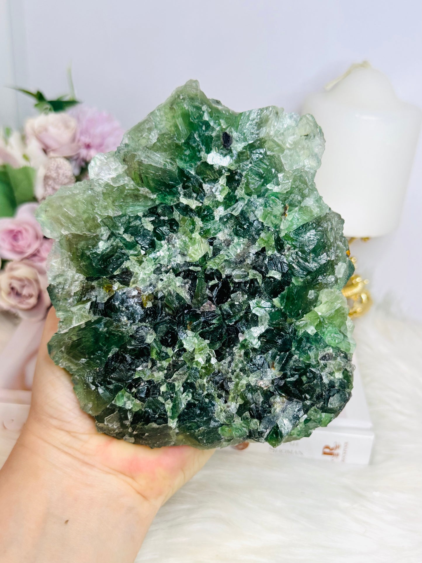 High Grade Green Cubed Fluorite Specimen 14cm 1KG