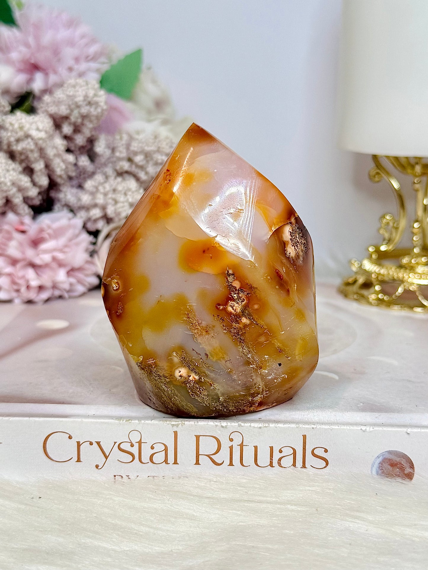 Carnelian Carved Druzy Flame 8cm