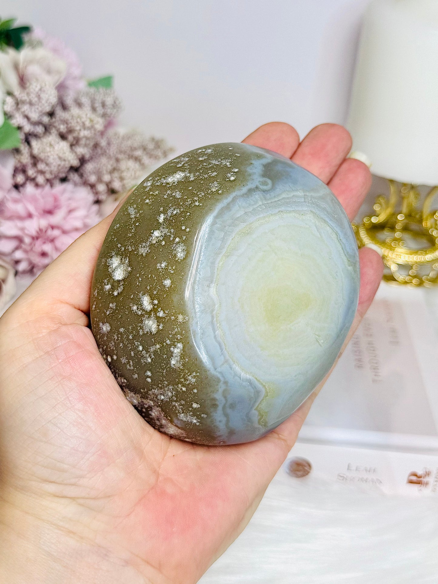 Agate Carved Bowl 9.5cm 289g