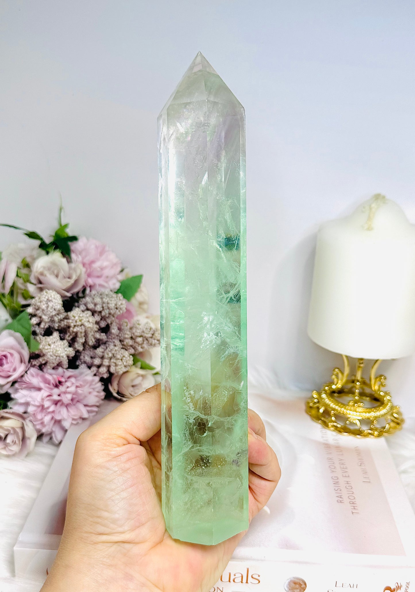 Large Watermelon Fluorite Tower 21.5cm