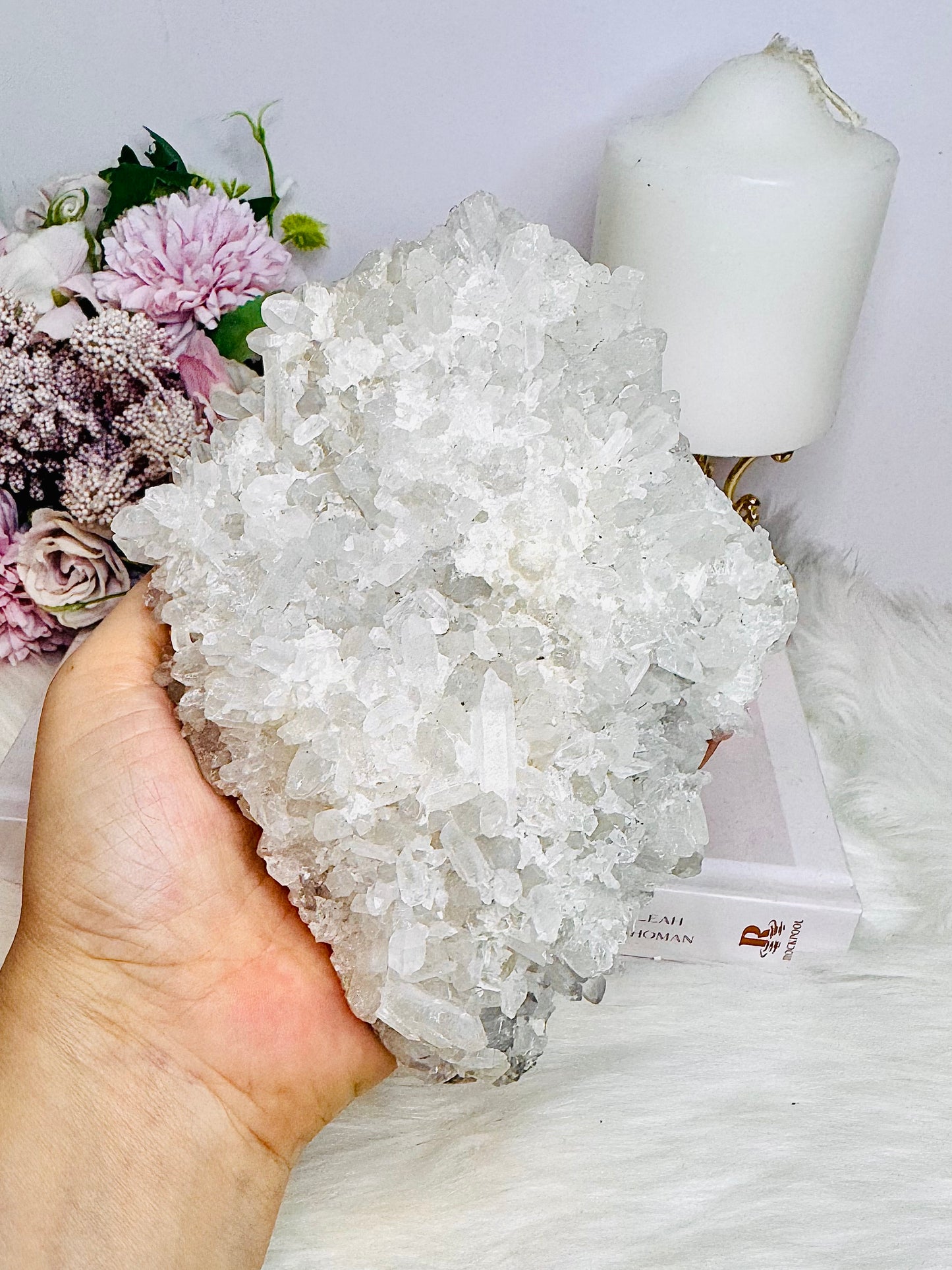 Large Clear Quartz Natural Cluster Specimen 519g