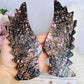 Large Rhodonite Carved Butterfly Wings On Stand 27cm 955g