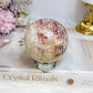Pink Banded Calcite | Pork Stone Sphere On Stand 307g