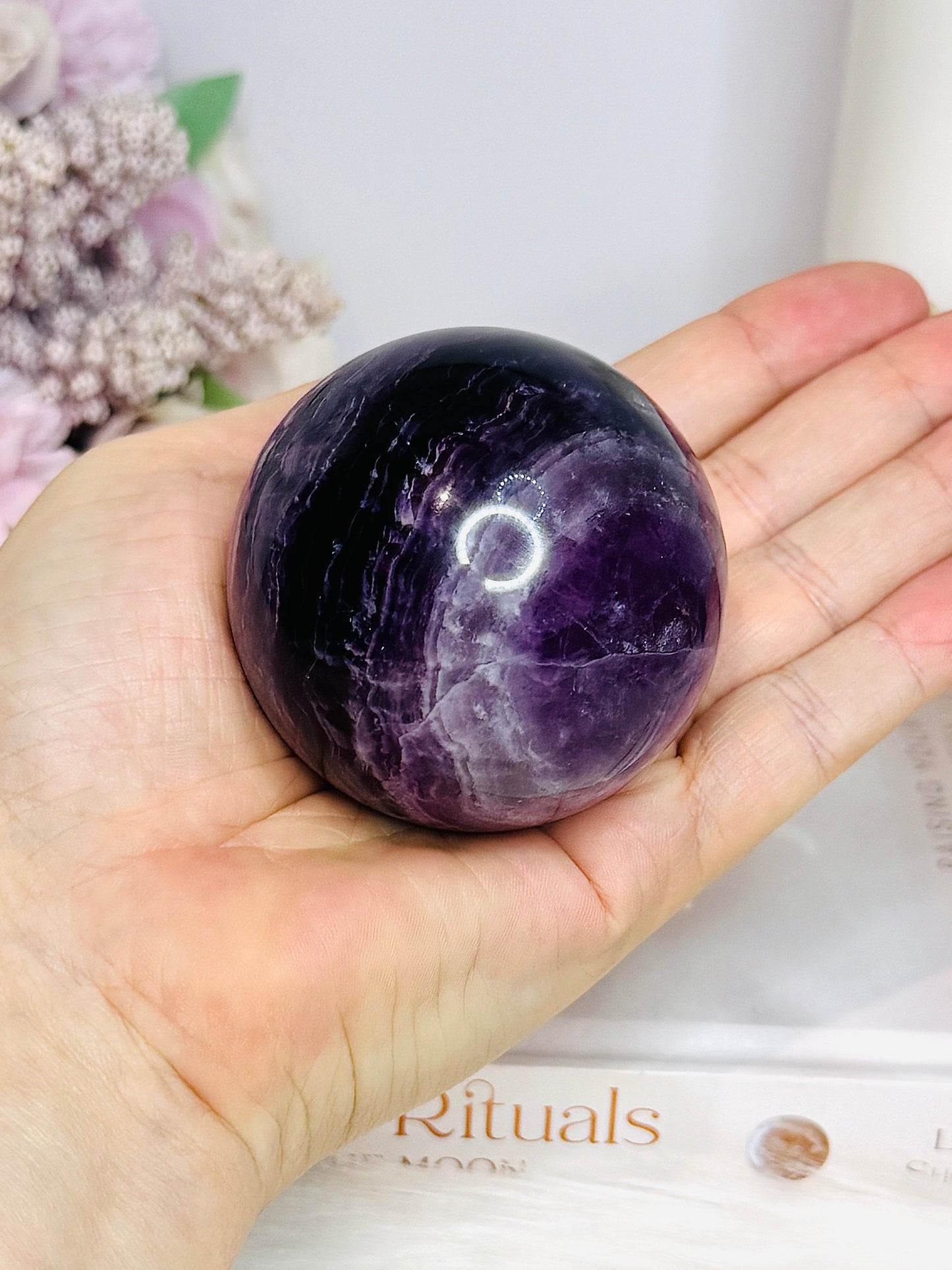 High Grade Purple Fluorite Sphere On Stand 340g