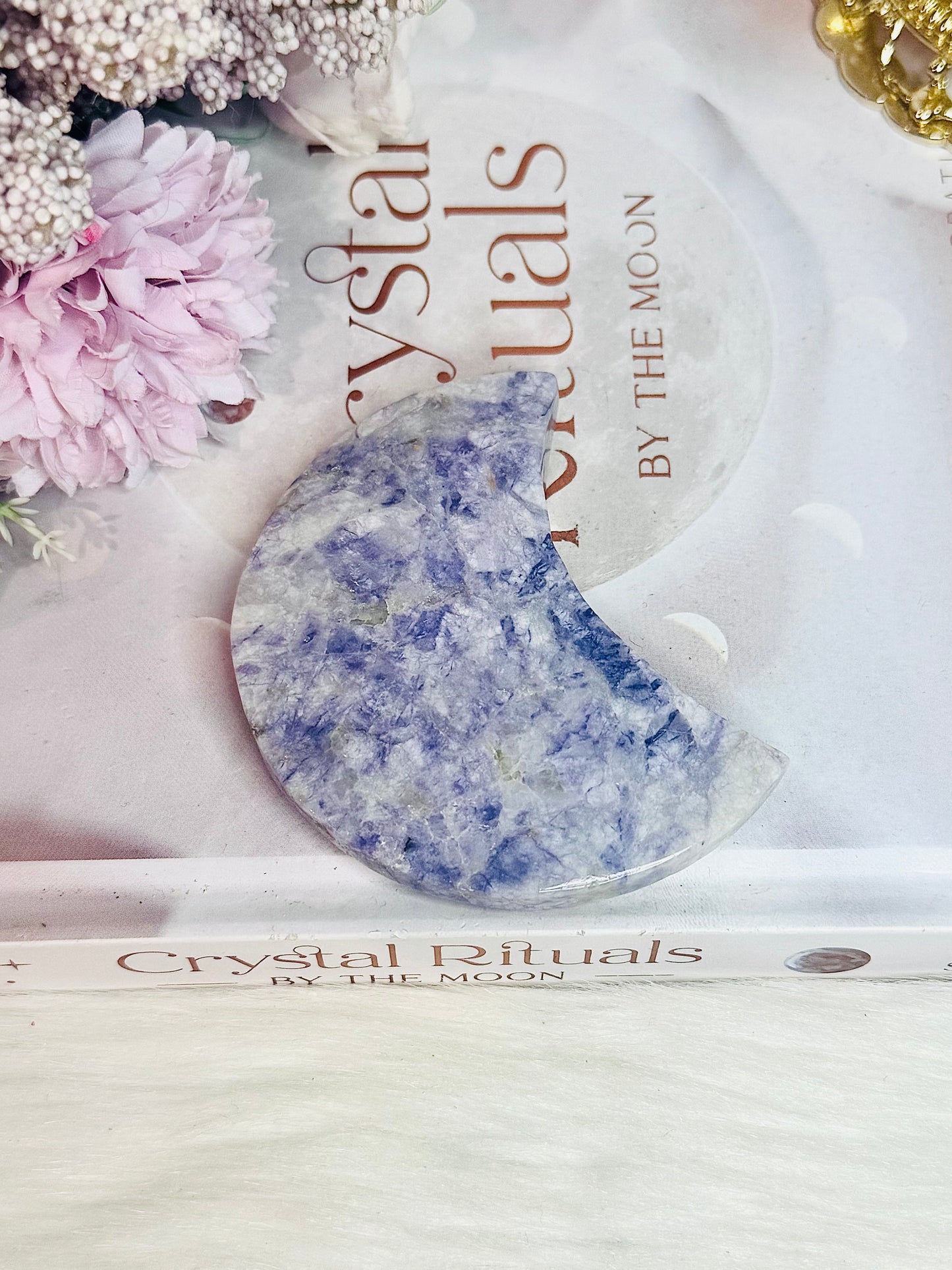 Purple Opalised Fluorite Moon 8cm