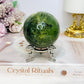 Large Druzy Prehnite Sphere on Stand 357g