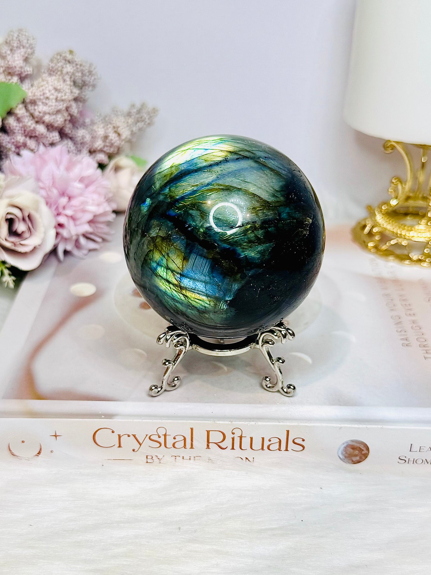 Large Labradorite Sphere on Stand 520g