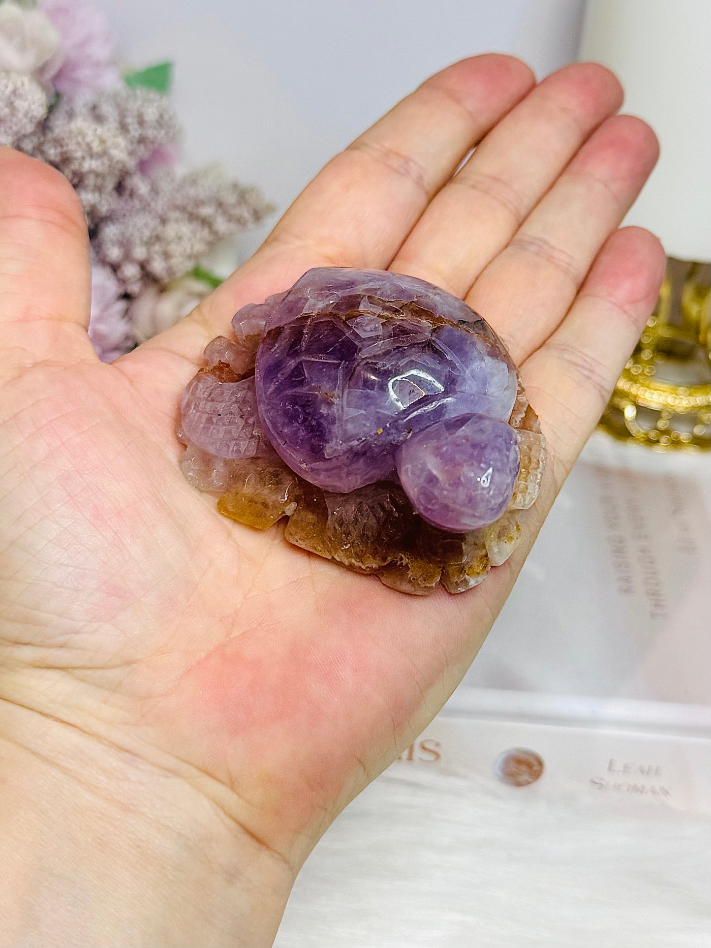 Amethyst X Agate Carved Turtle 7cm