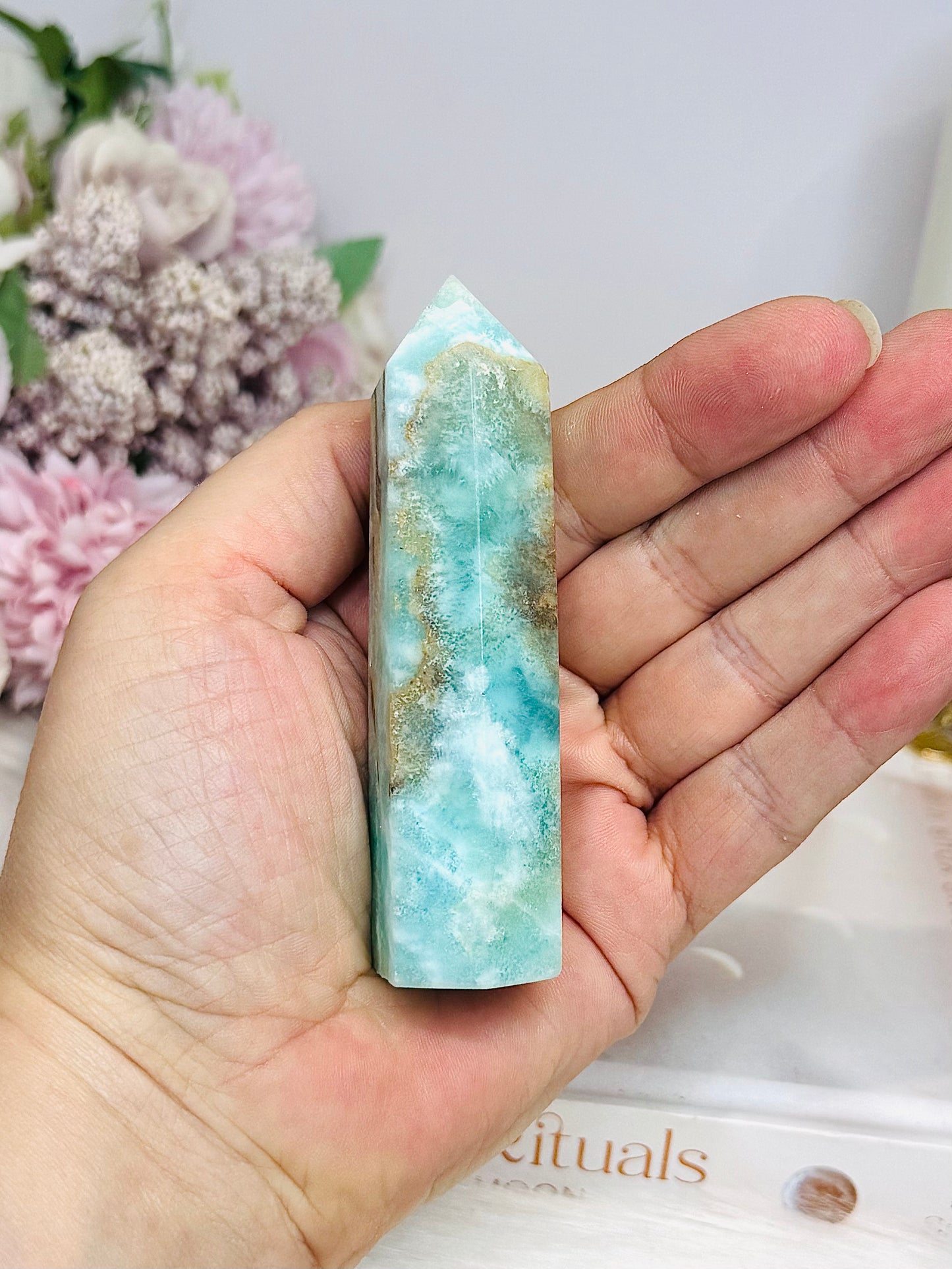 Blue Hemimorphite Druzy Tower 9cm