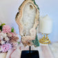 Large 26cm 908gram Pink Amethyst Druzy Slab on Stand