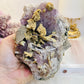 Wow!!! What A Beauty!! Large 608gram Incredible Natural Purple Fluorite Specimen On Gold Stand