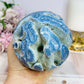 Rare Natural Large Blue Coral Fossil Sphere 732g