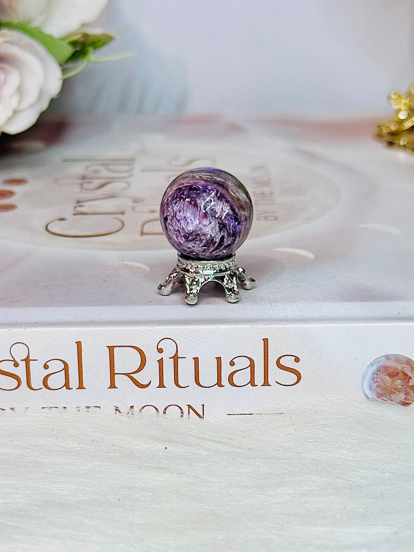 Beautiful Small Charoite Sphere on Stand