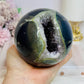 High Grade Huge Amethyst Druzy Agate Sphere on Stand 934g