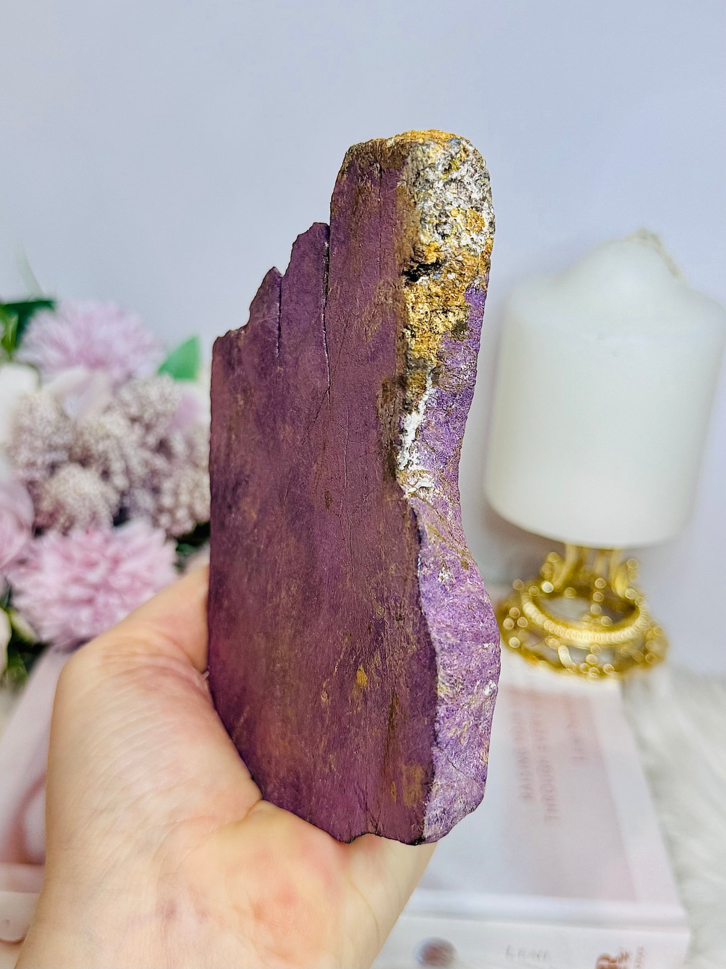 Large Natural Purpurite Slab on Stand 480g