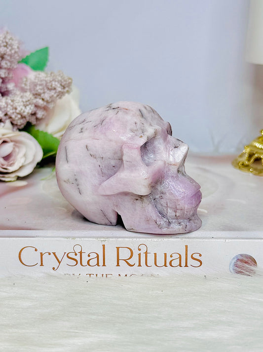 Chunky Kunzite Carved Skull 7cm